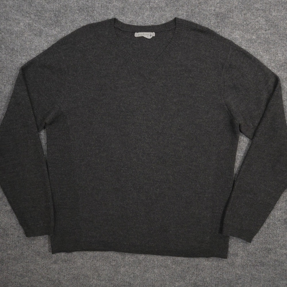 Smartwool Sweater Mens L Dark Gray Merino Wool V Neck Pullover‎ Outdoor Hiking